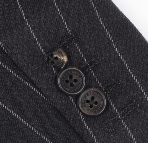 Aquascutum Men's Black Striped Blazer, Size 44, Wool