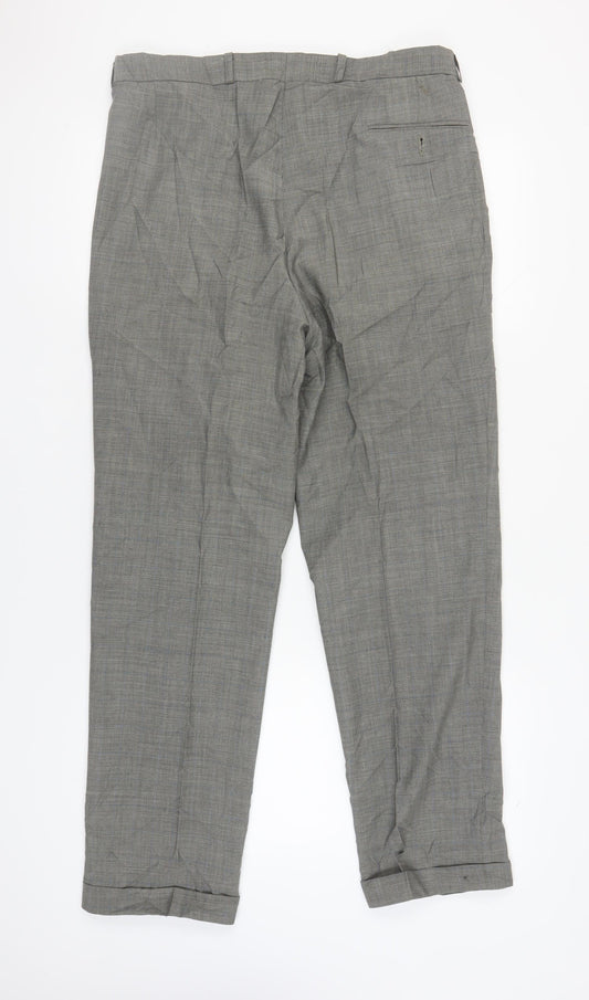 Pierre Balmain Men's Grey Wool Trousers, 34 Waist, 32 Leg