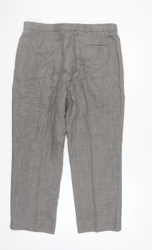 Zantos Men's Grey Dress Pants, Size 38, Business Formal