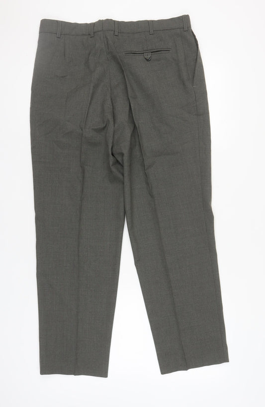 Debenhams Men's Grey Wool Trousers, Size 36, Workwear