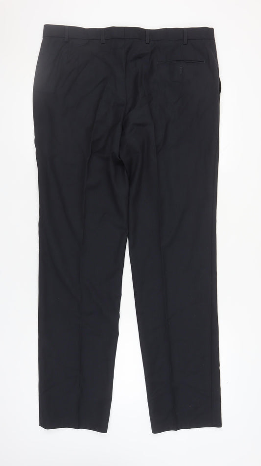 Marks and Spencer Black Slim Fit Wool Men's Trousers