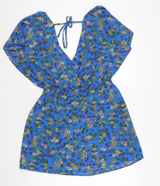 Additional front view of Jacqueline de Yong Women's Blue Floral Dress, size 8