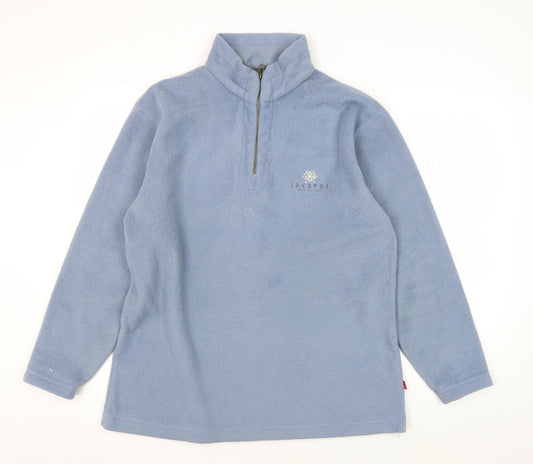 Additional front view of Jackpot Blue unisex fleece sweatshirt with logo s
