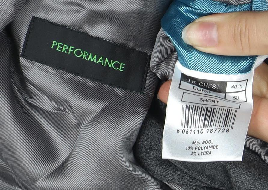 Mens UK Size 40 Unbranded Regular Grey Suit Jacket