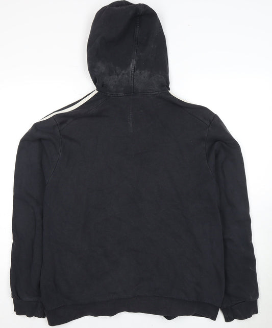 Adidas Men's Black Hoodie Size L Pullover with Logo