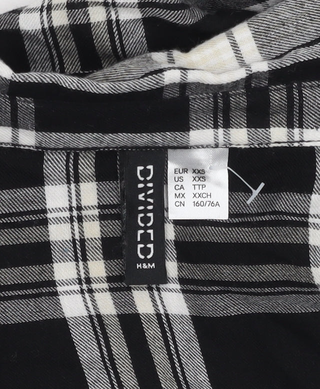Womens UK Size 2XS H&M Black Cropped Button-Up