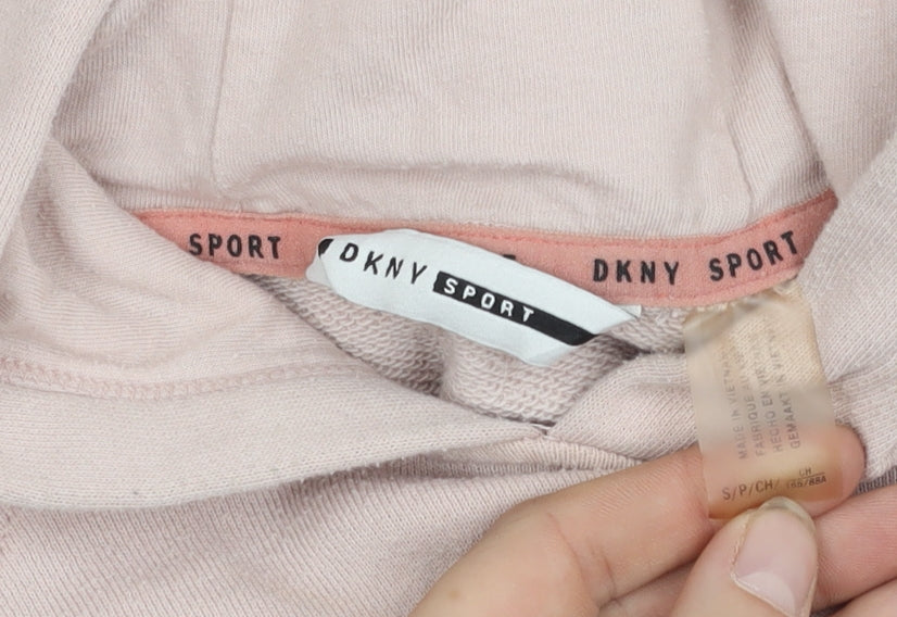 DKNY Women's Pink Logo Pullover Hoodie, Size S