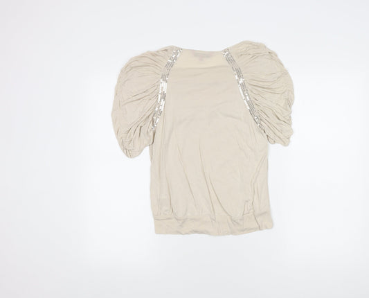 Jasper Conran Women's Beige Sequin Blouse Size 10 Petites
