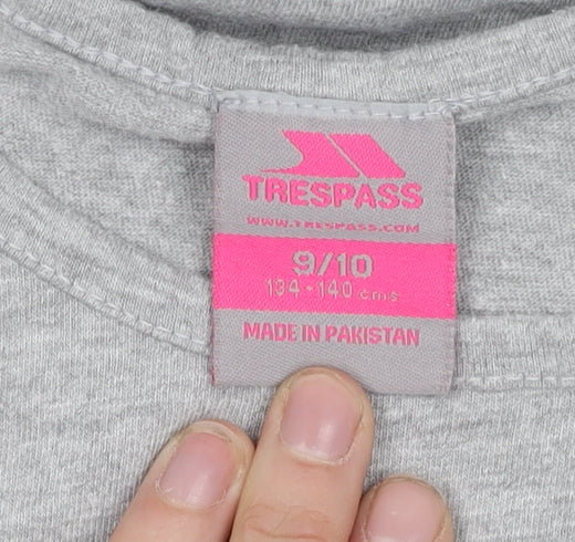 Trespass Girls Grey T-Shirt, Short Sleeve, 9-10 Years