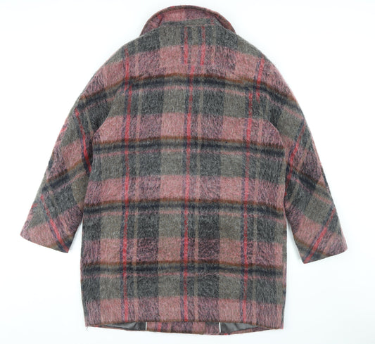 Phase Eight Women's Multicoloured Plaid Pea Coat Size 12