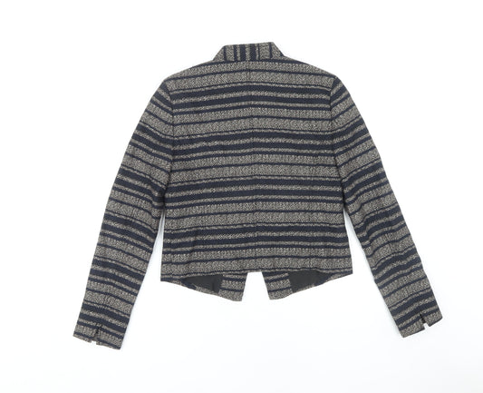 LOFT Women's Blue Striped Cropped Jacket Size 00