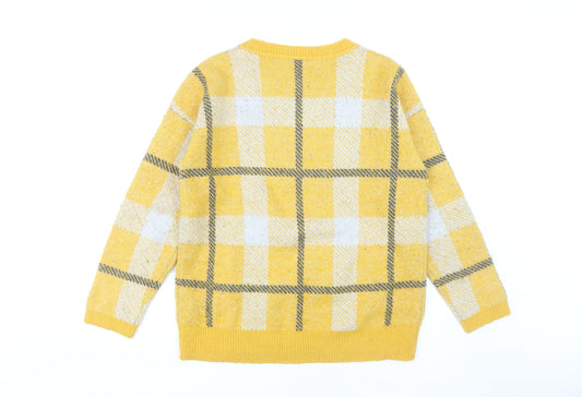 Damart Women's Yellow Plaid Pullover Jumper M