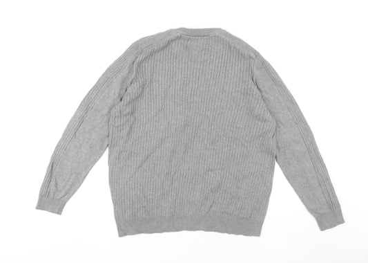 Dissident Men's Grey Henley Jumper Size L