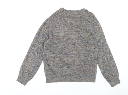 Next Men's Brown Cotton Pullover Jumper Size L