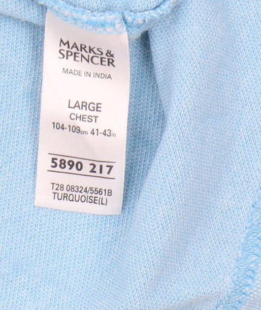 Marks and Spencer Men’s Blue Polo Shirt L Short Sleeve