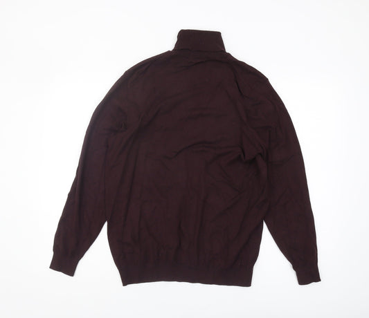 Zara Men's Brown Mock Neck Pullover Jumper Size L