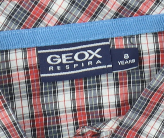 Geox Boys Red Plaid Button-Up Shirt, 8 Years, Casual