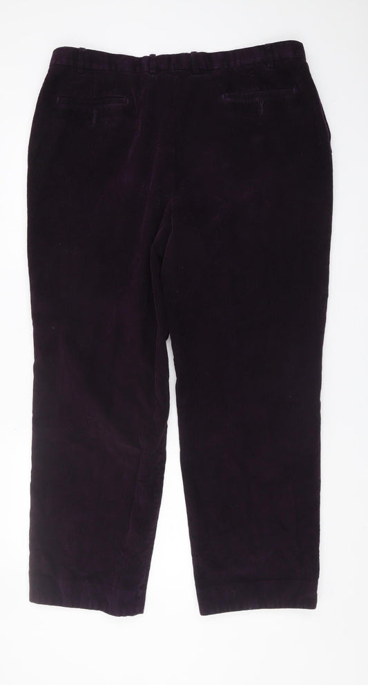 Marks and Spencer Men's Purple Corduroy Trousers