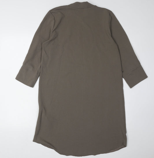 Zara Women's Brown 3/4 Sleeve Mock Neck Dress S