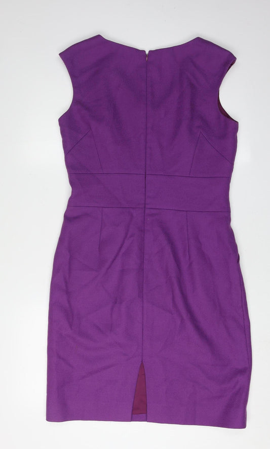 Hobbs Women's Purple Sheath Dress Size 12 V-Neck Classic