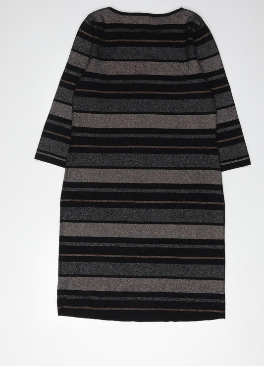 M&Co Women's Black Striped Sheath Dress Size 14
