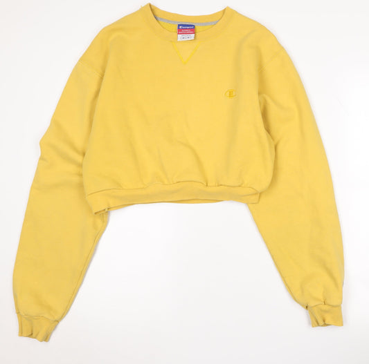 Additional front view of Champion Yellow Pullover Sweatshirt M - unisex style