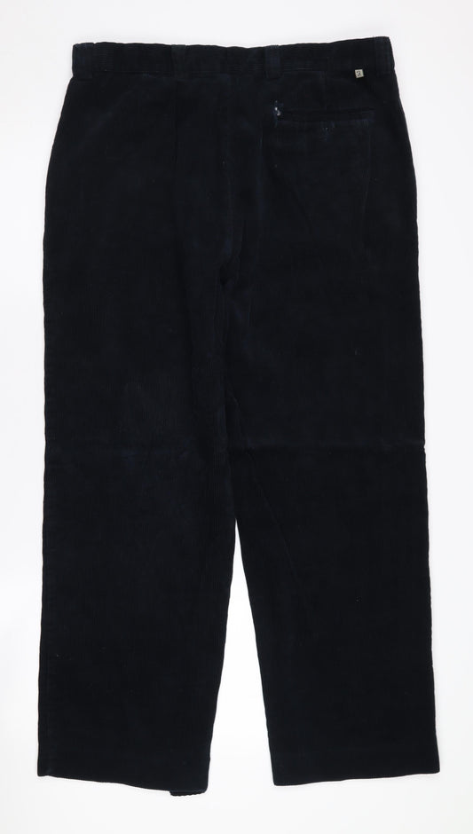 Farah Men's Black Corduroy Trousers, Size 38