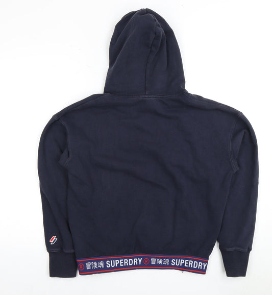Superdry Unisex Adults Blue Hoodie Logo Size 12
