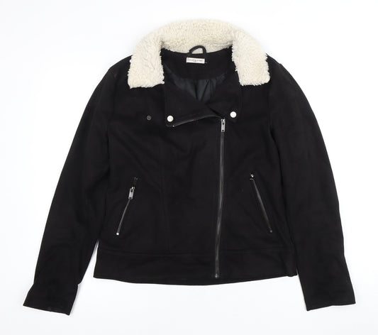 Womens UK Size L Jacqueline de Yong Black Motorcycle Jacket
