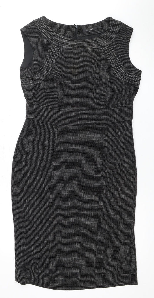Additional front view of Jaeger Women's Black Dress, size 12, Zip Closure