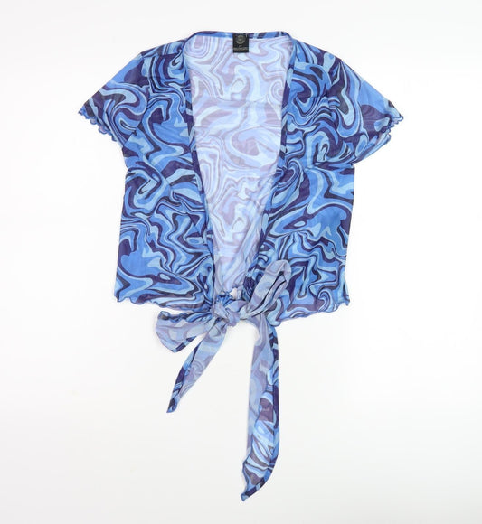 Womens UK Size 8 No Brand Blue Wrap Blouse