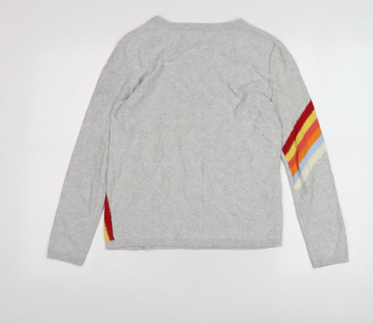 Hush Women's Grey Rainbow Pullover Jumper, XS, Casual