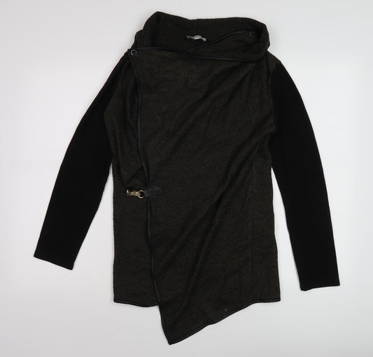Womens UK Size S Apricot Black Wrap Jumper