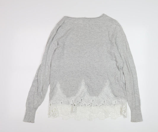 Womens UK Size 10 Mint Velvet Grey Pullover Jumper