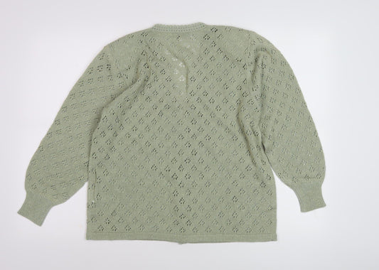 Affections Women's Green Floral Cardigan M