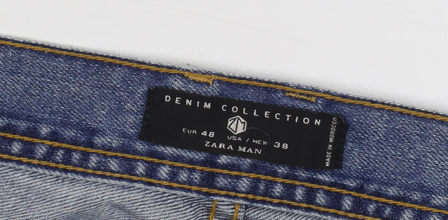 Zara Men’s Blue Distressed Straight Jeans 38