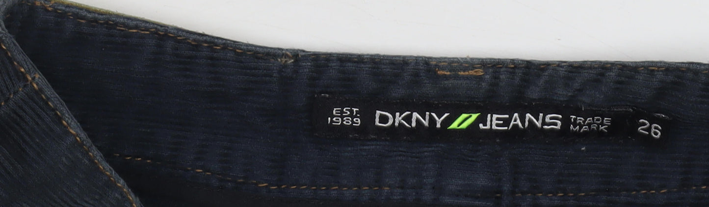 DKNY Men's Black Cropped Corduroy Trousers, Size 26