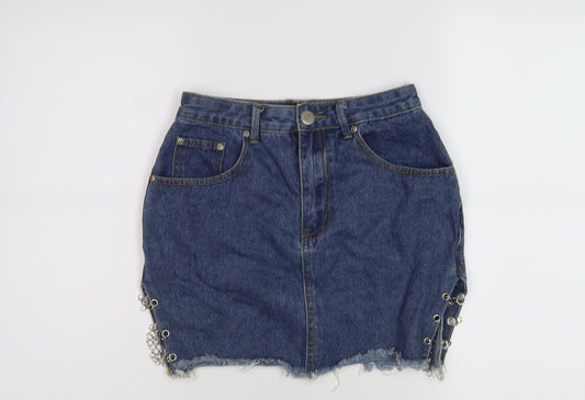Womens UK Size 6 PRETTYLITTLETHING Mini Denim Skirt