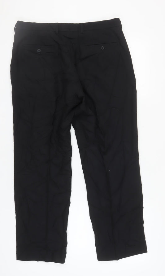 Next Men's Black Trousers, 34S, Wool Blend