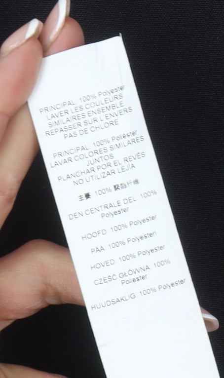 Brand and care label for Missguided Women's Black Cargo Trousers, size 8