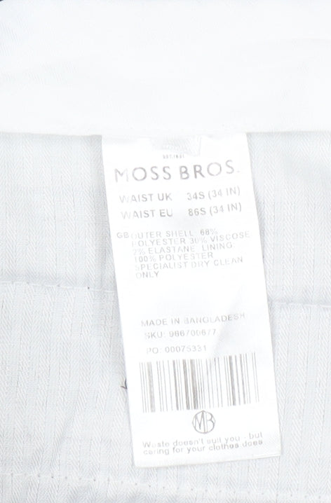 Moss Bros Men's Grey Check Trousers 34