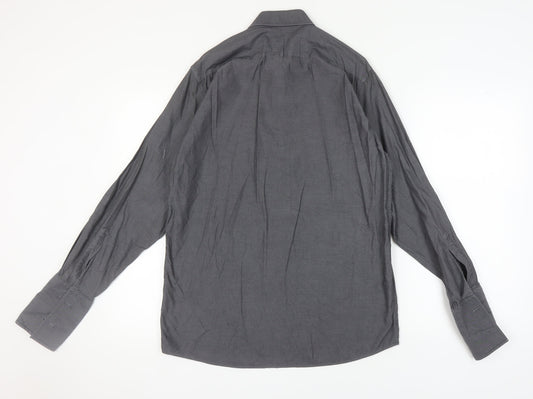 Thomas Nash Men’s Grey Cotton Dress Shirt Size 15 Formal