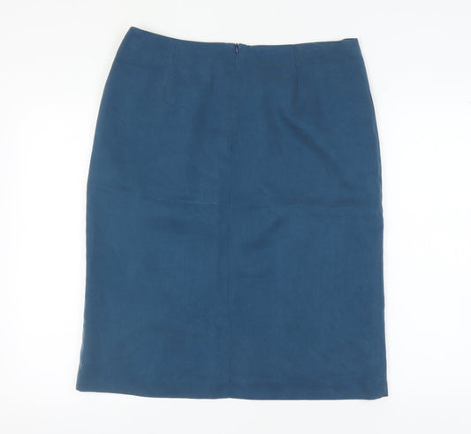 Eastex Women's Blue Pencil Skirt, Size 16, Button Accents