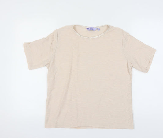 Womens UK Size M Honor Millburn Beige Basic T-Shirt