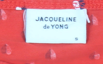 Close-up detail of Jacqueline de Yong Women's Red Casual T-Shirt, size S