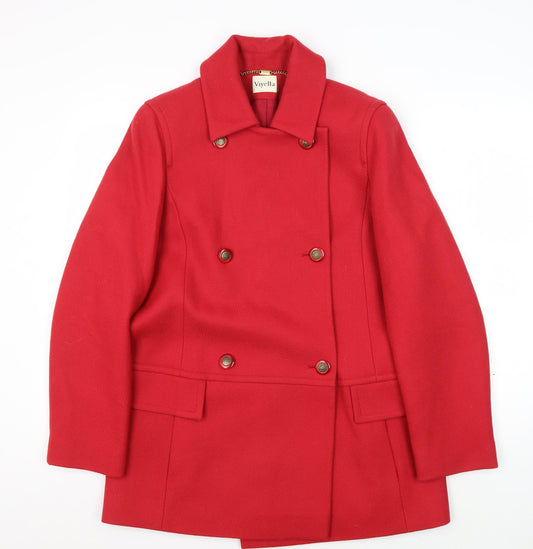 Womens UK Size 10 Viyella Red Pea Coat