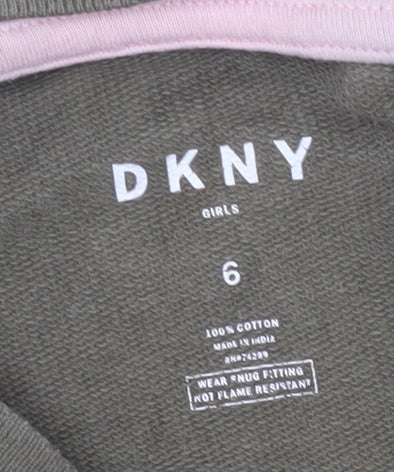 DKNY Girls Green Long Sleeve T-Shirt - Size 10 Years
