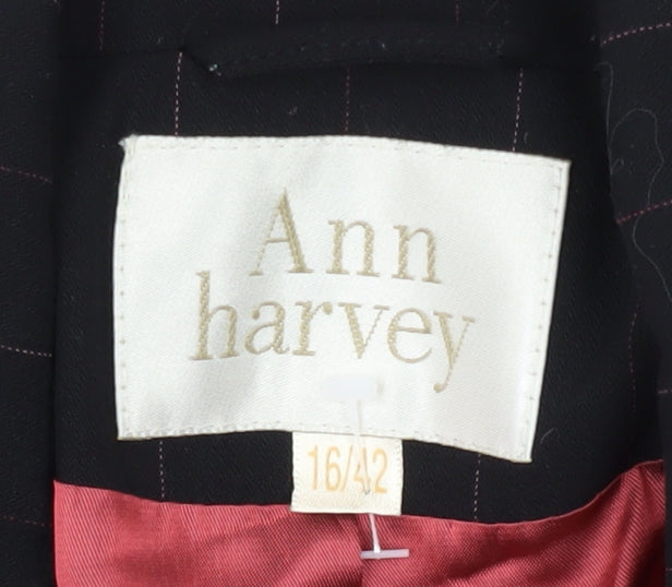 Ann Harvey Women's Black Pinstripe Blazer, Size 16