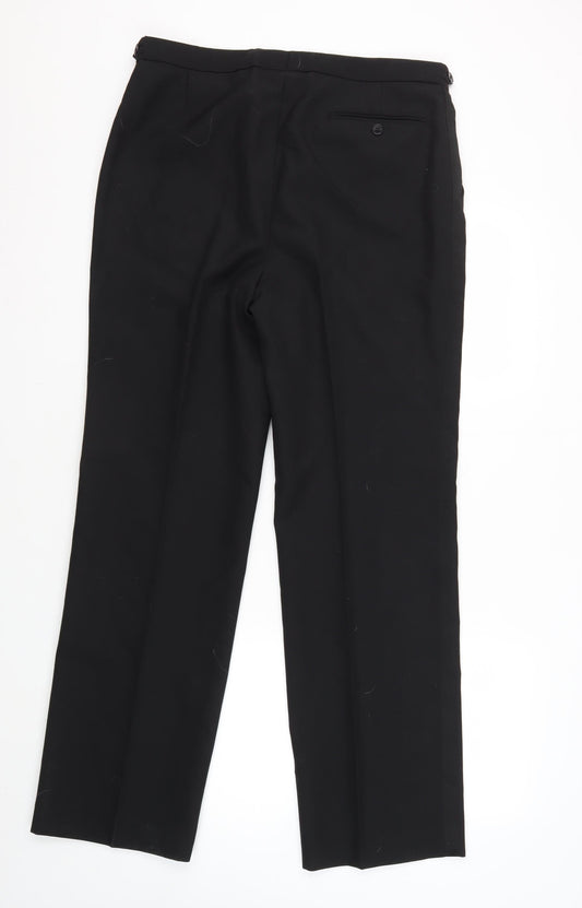 Turo Men's Black Formal Trousers, Size 34, Regular Fit