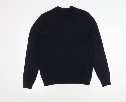 Marks and Spencer Men's Blue Striped Pullover Jumper S